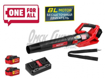 Воздуходувка аккум.  WORTEX BB 2536 D ALL1 XLT SET БЕСЩЁТ.ДВИГ., 18В+18В, 2акб, 4 Ач, 1333405