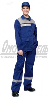Костюм женский "УДАРНИК" курт/брю, цвет: василек/св. серый (56-58, 170-176) КОС530-038