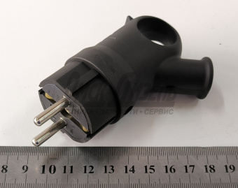 Вилка 16А (каучук) угловая с кольцом 230В, 2Р+РЕ, IP44 (ТУРЦИЯ)  