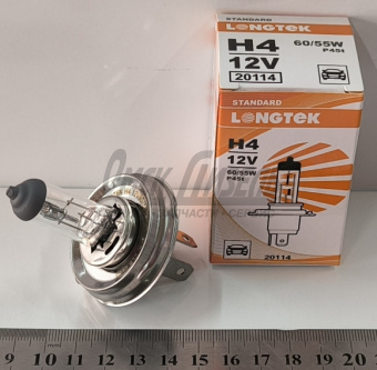 Лампа 12В 60-55Вт Н4 P45t Standard (К1/10) LONGTEK 12В 60/55Вт Н4 Р45t 20114