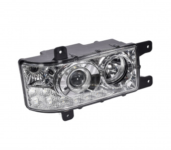Фара КАМАЗ прав (нов кабина) (блок-фара) (с ДХО 8 LED) (MARSHALL)