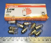 Лампа 24В 4Вт (T4W) BA9s Standard (К10) LONGTEK 24В 4Вт 40604