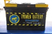 Аккумулятор СТ- 75 Тюмень "ЛОСЬ" залитый черный корпус 660А обратная полярность (6СТ-75) 276х175х190