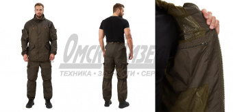 Костюм "ГЕРКОН-ЛЕТО" кур/бр, цвет: олива/хаки, ткань: Поли Итали Дотс/Кошачий глаз (56-58, 182-188) КОС790-ОЛИВА/ХАКИ