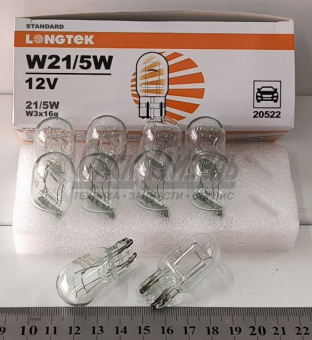 Лампа 12В 21-5Вт (б/цок) W21/5W(7443) W3x16d Standard (К10) LONGTEK 12В 21/5Вт 20522