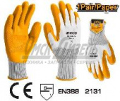 Перчатки текстурированные с латексным покрытием XL INGCO HGVL08-XL INDUSTRIAL (12) 